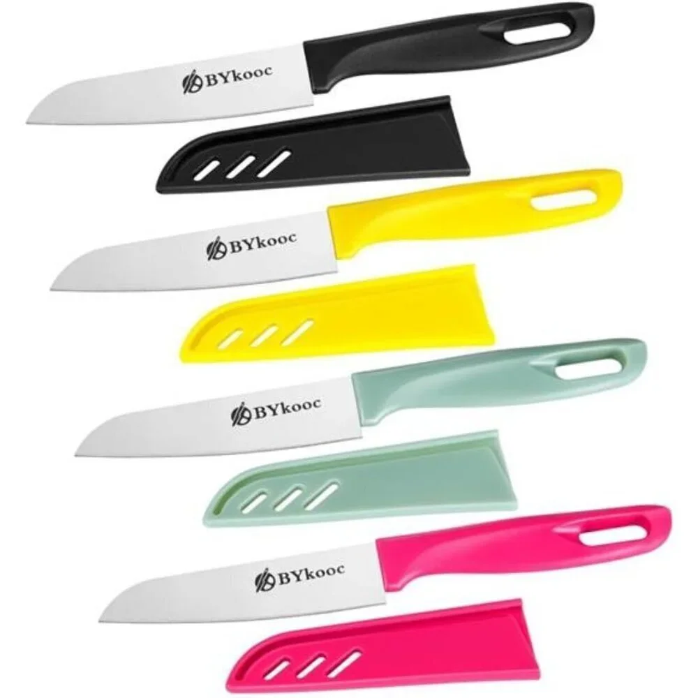 4-Pack Colorful Kitchen Paring Knives With Matching Sheathes German Steel